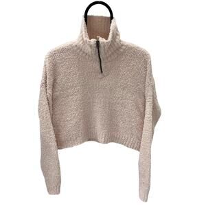 Hollister Fuzzy Sherpa Cropped 1/4 Zip Pullover Mock Neck Sweater ~ Junior's XS